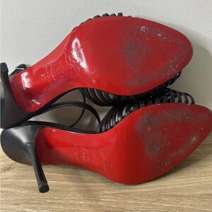 Brown Strappy Heels with Red Soles